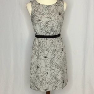 Ann Taylor Loft Gray & Black Floral A-Line Dress